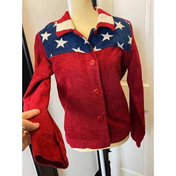 Coldwater Creek Stars & Stripes Shacket Jacket July 4 Patriotic - Size Small - Picture 3 of 9